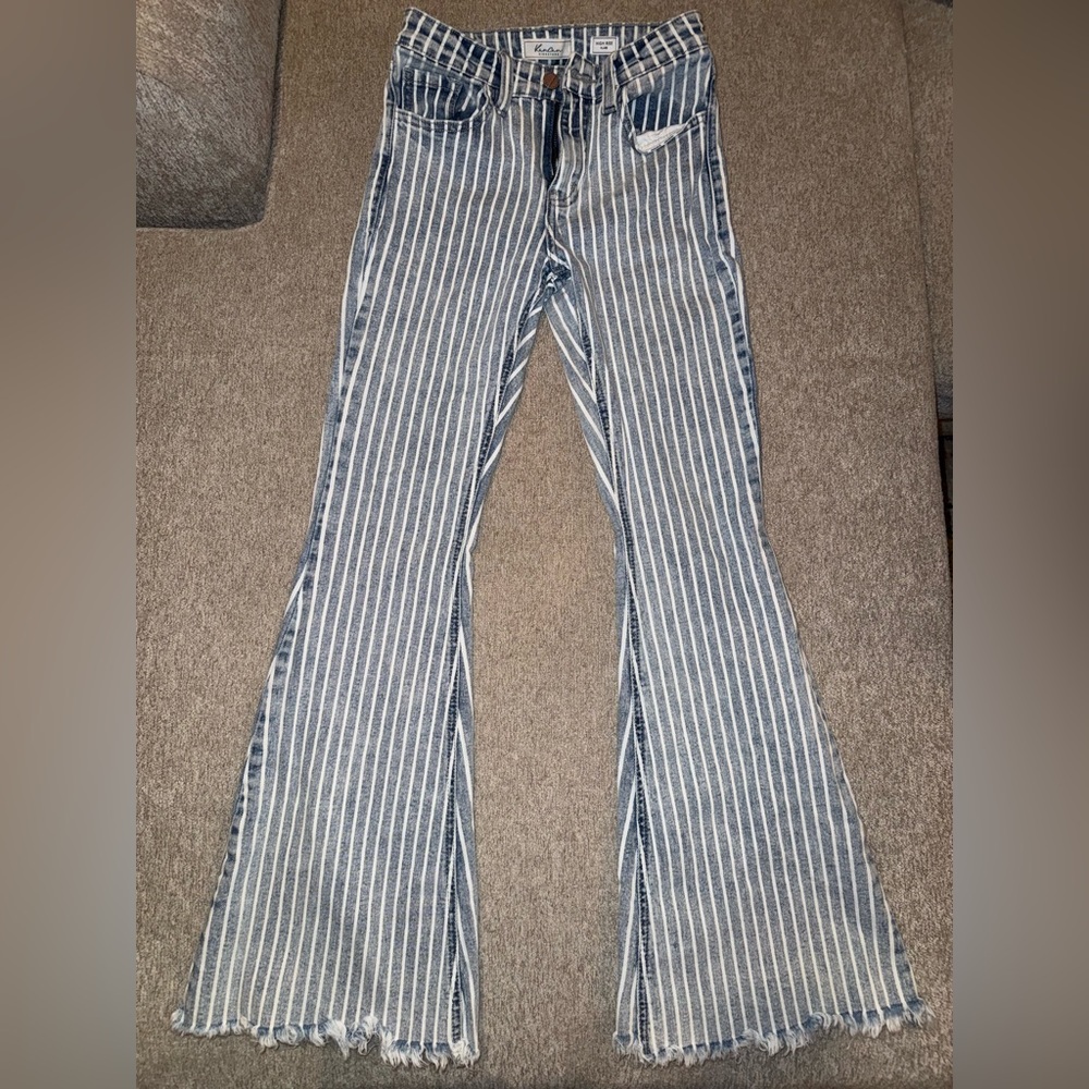 Striped Flared Girls Jeans